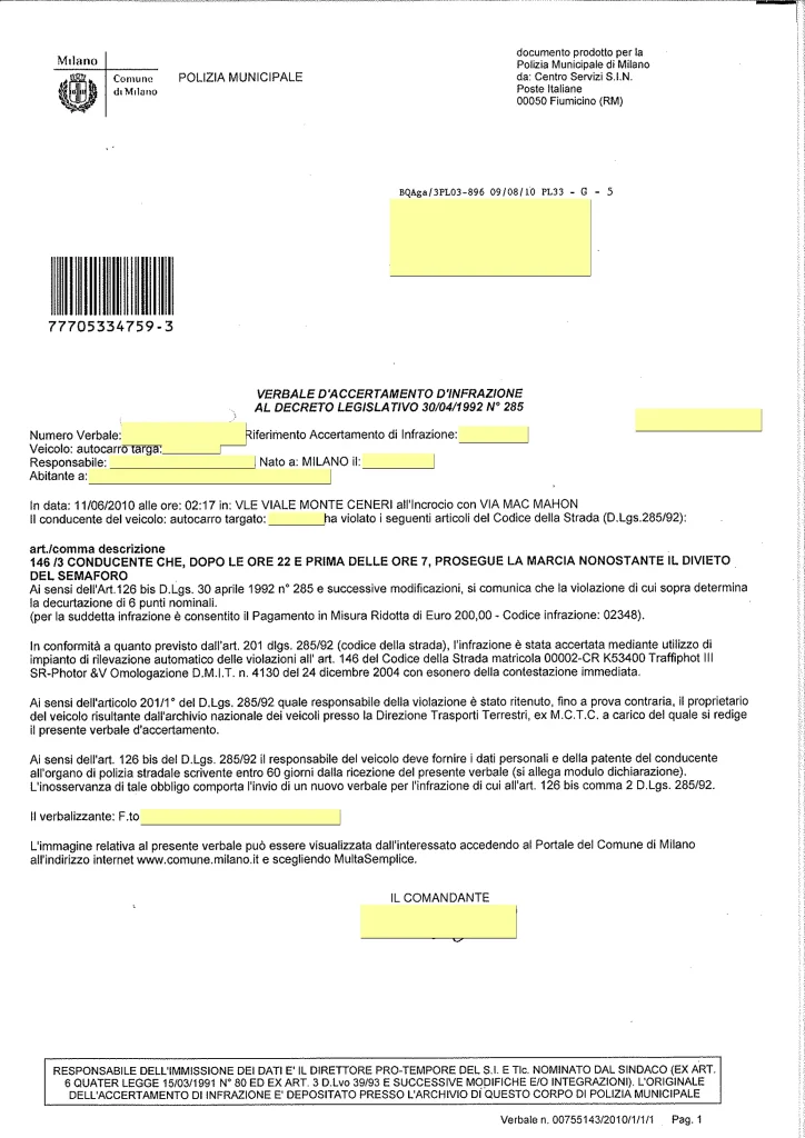 Come distinguere e identificare il verbale di una multa 1 verbale notificato per posta
