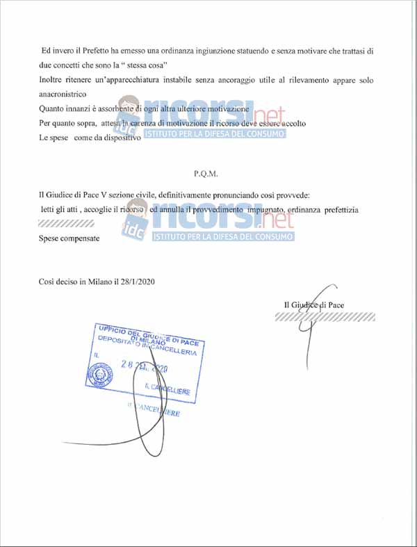 Ricorsi al Giudice di Pace di Milano: occhio alla delega del Comune 4 sent. gdp milano 4
