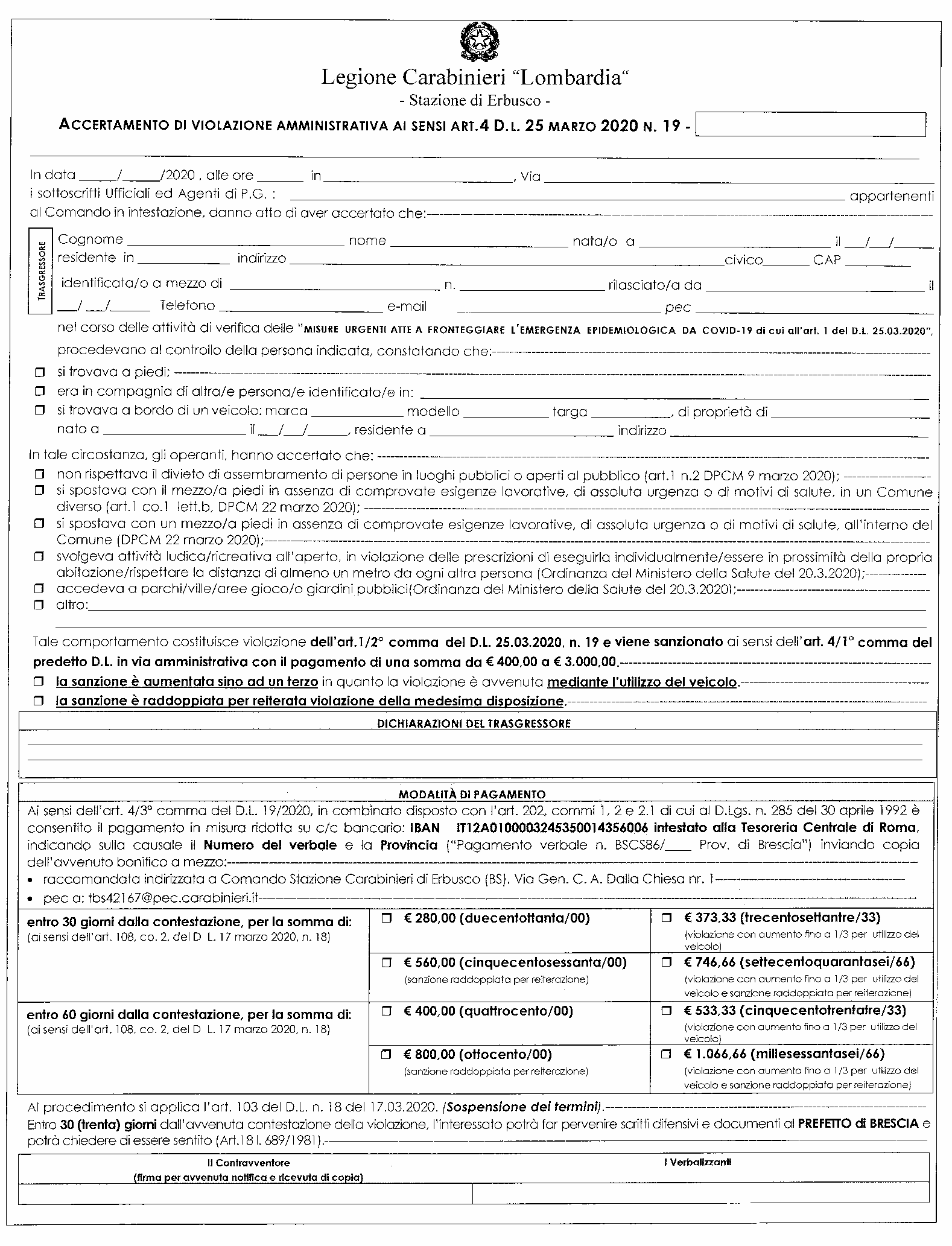 Ricorso contro le multe per coronavirus 1 verbale-covid