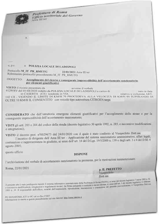 ordinanza prefetto accoglimento