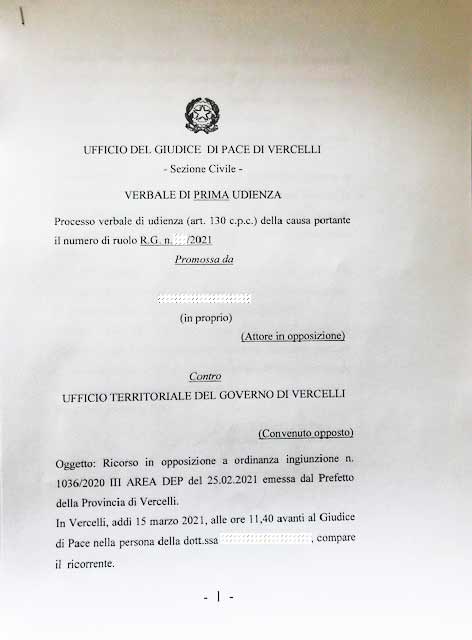 Art. 126bis: multa annullata, vale la buona fede 1 gdp vercelli 1