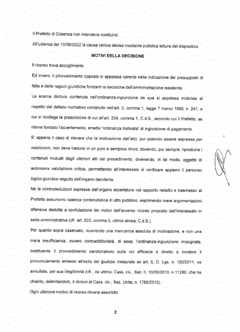 L'ordinanza ingiunzione non motivata è annullabile 2 treb pagina 2