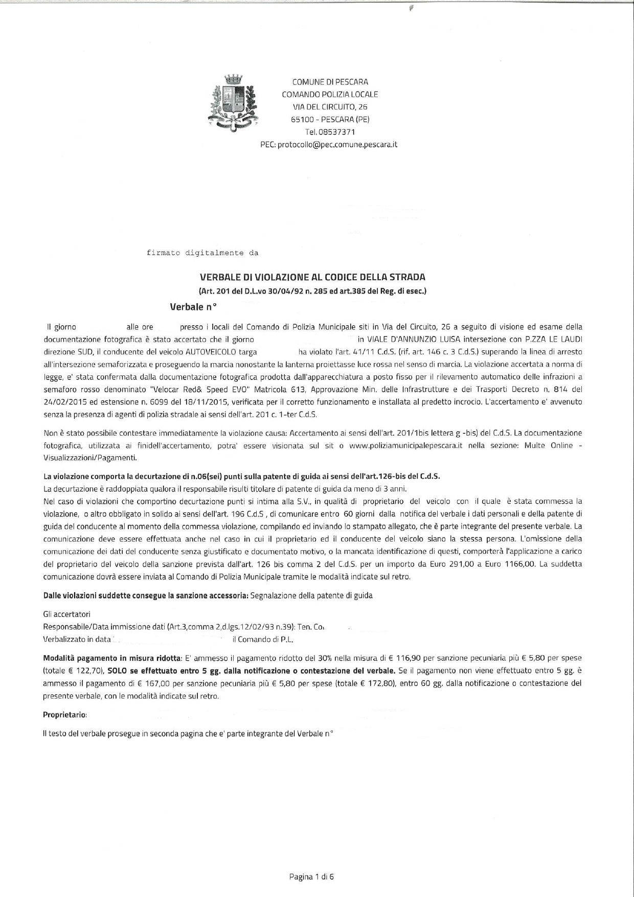 Semaforo Pescara in Viale Luisa D'annunzio 1 Semaforo Pescara in Viale Luisa D'annunzio