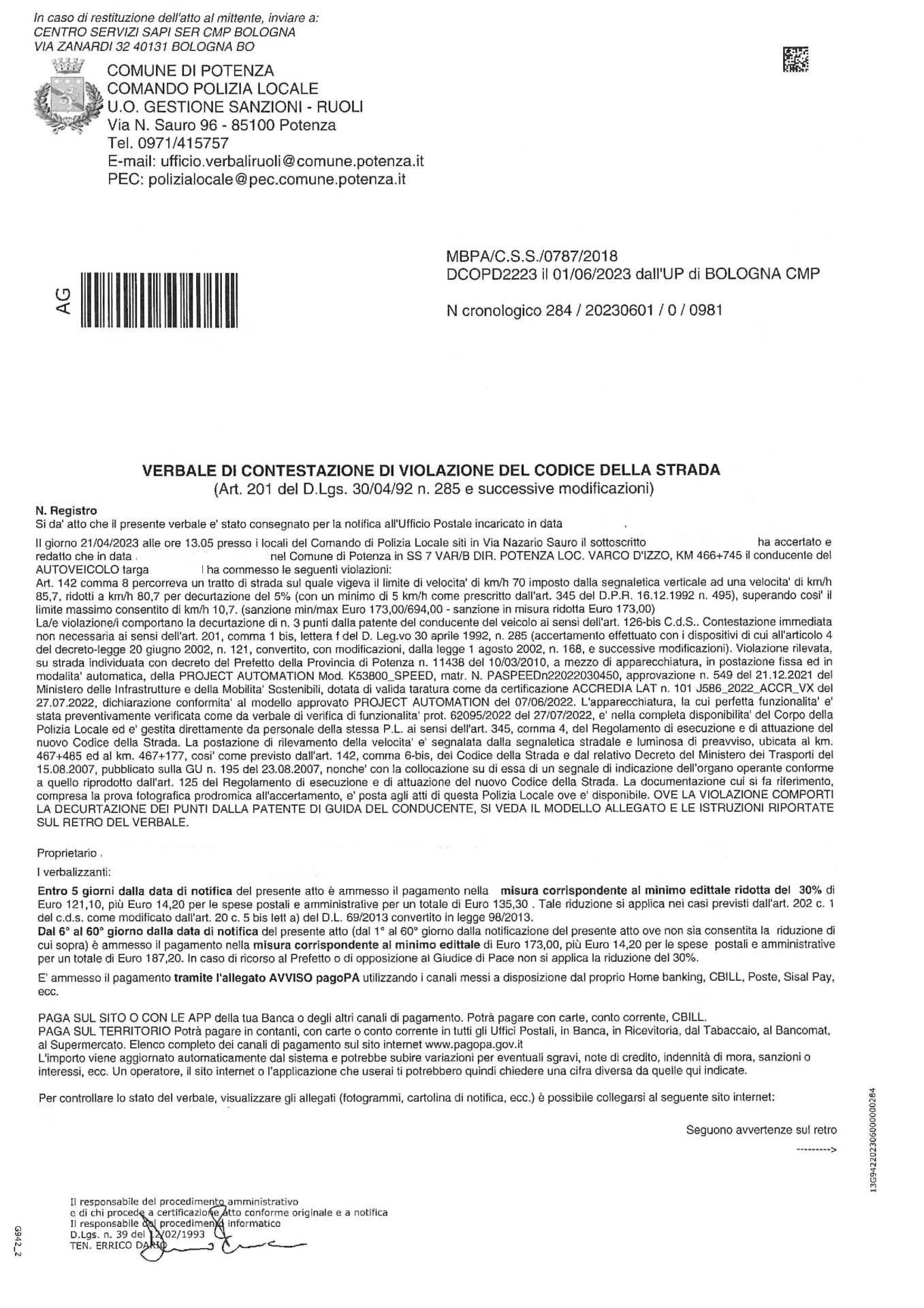 Autovelox Varco d'Izzo 2 Potenza 1